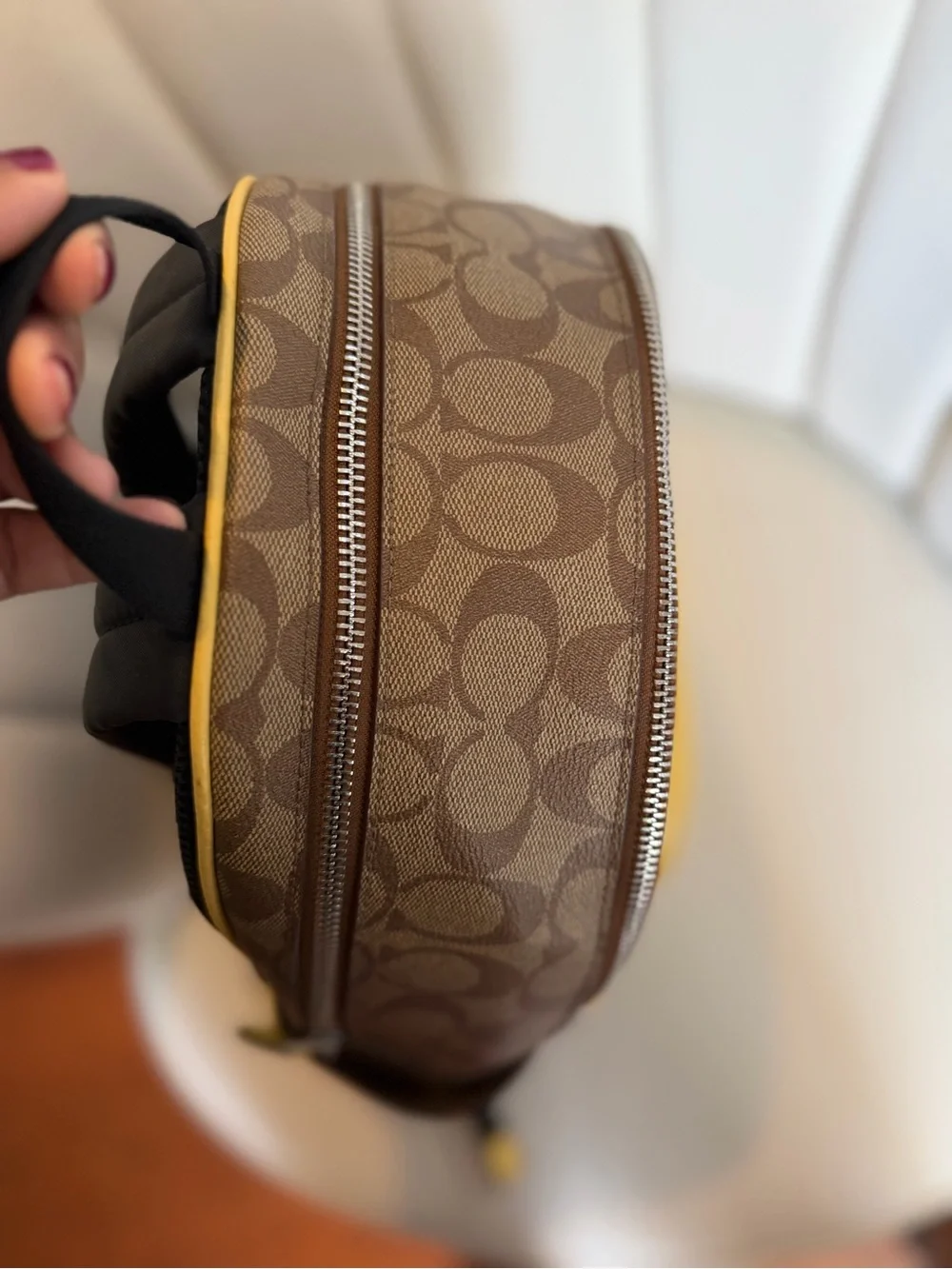 Butter Yellow Coach Backpack and Pouch